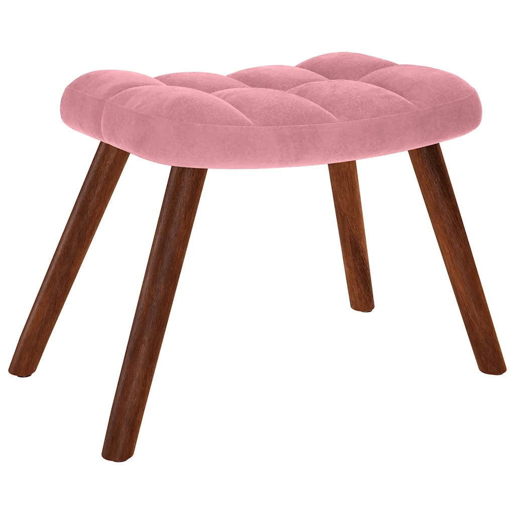 Divano Sedia-Poltrona Relax con Poggiapiedi Rosa in Velluto 554775