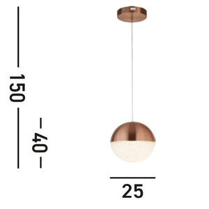 Lampadario Contemporaneo Marmi Acciaio Oro Trasparente Led 22W 4000K
