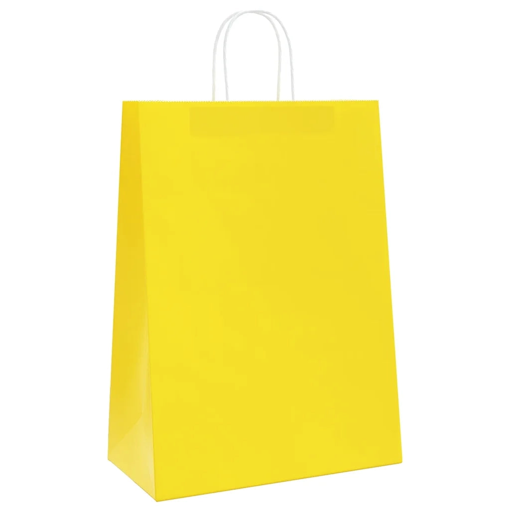 Sacchetti di Carta 250 pz con Manici Gialli 32x17x44 cm