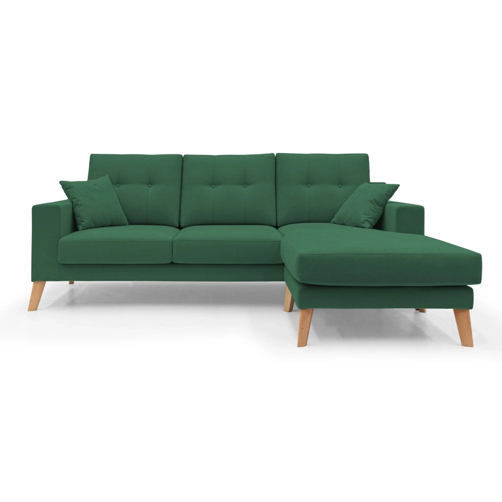 Danish Divano angolare REVERSIBILE in tessuto morbido impermeabile T02 237 cm verde