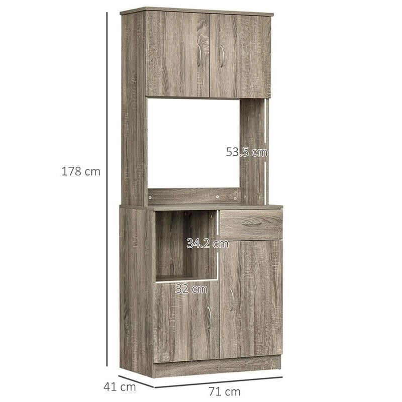 CREDENZA MODERNA PER CUCINA O SALA DA PRANZO 71X41X178CM LEGNO GRIGIO