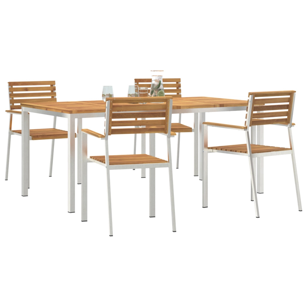 Set da Pranzo da Giardino 5 Pezzi in Legno Massello di Acacia di
