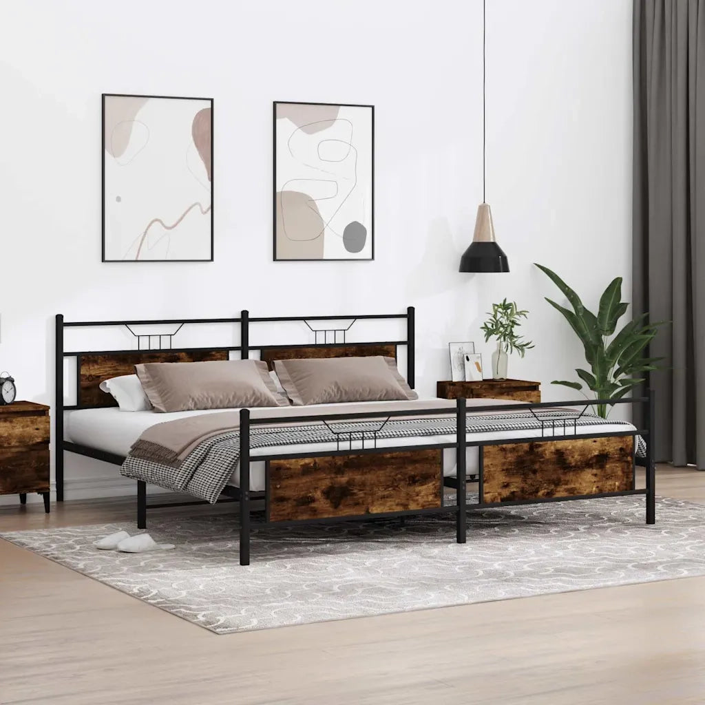 Giroletto senza Materaso in Metallo Rovere Fumo 193x201 cm 3325095