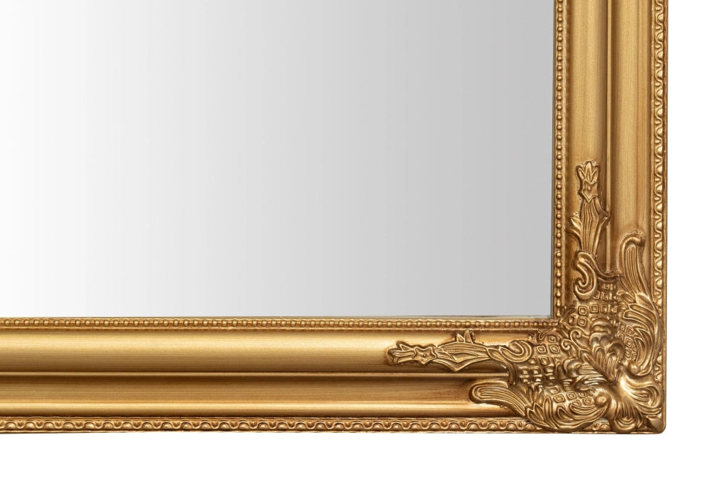Biscottini Specchio Specchiera da parete e appendere verticale/orizzontale L73xPR4xH181 cm finitura foglia oro anticato.