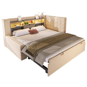 Letto a Divanetto 90x200 cm; Letto Singolo - Estraibile; LED; USB e Type-C - Beige