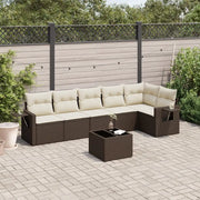 Set Divani da Giardino 7 pz con Cuscini Marrone in Polyrattan 3220202