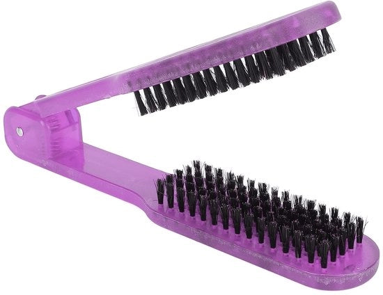 Piastra per capelli anticalcare - Spazzola a doppia faccia termoresistente - Spazzola antistatica per capelli - Adatta per donne/ragazze - Viola - Ideale per capelli ricci - Stilista per capelli