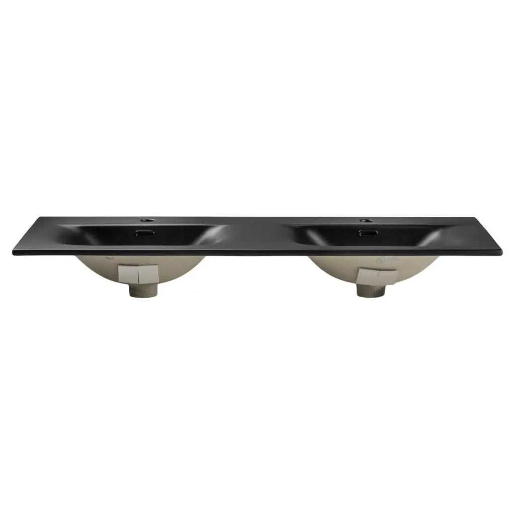 Lavabo da incasso VELOA 120 cm doppio lavabo in ceramica nero opaco design