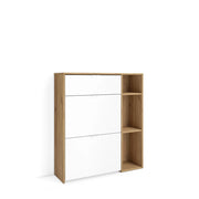 Scarpiera Ingresso, 90x27x102cm, 10 paia di scarpe, Armadio, Rovere e bianco