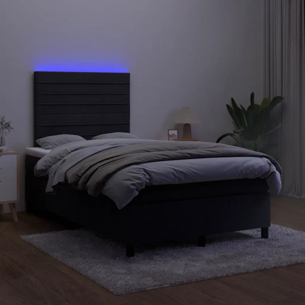Letto a Molle con Materasso e LED Nero 120x190 cm in Velluto 3270319