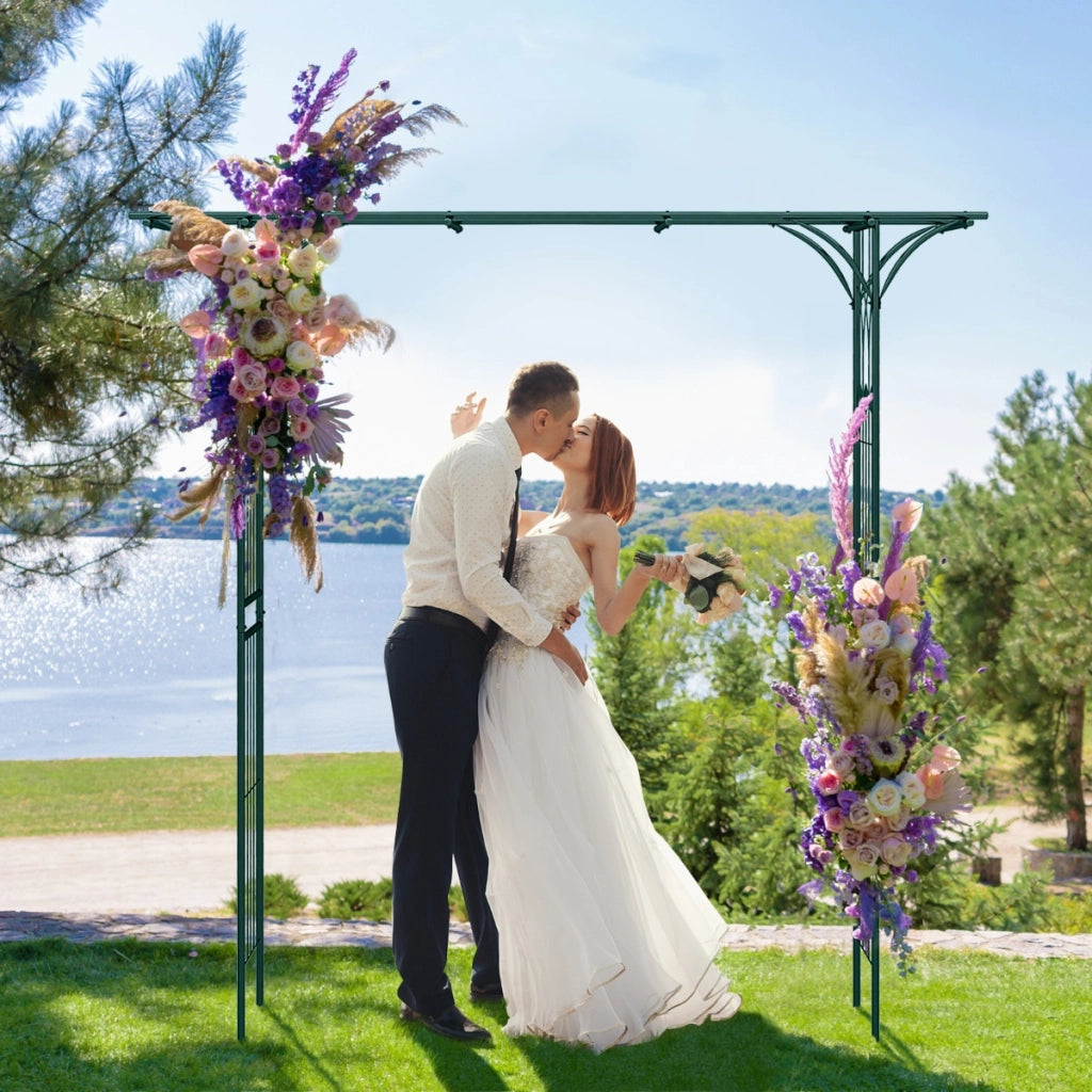 Arco da giardino 205cm decorativo per prato, Metallo per piante rampicanti da giardino pesante Verde-Decorazioni da giardino