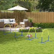 Giochi da arrampicata set agility per cani con 4 archi e borsa da trasporto in ABS blu 88 × 64 × 95 cm