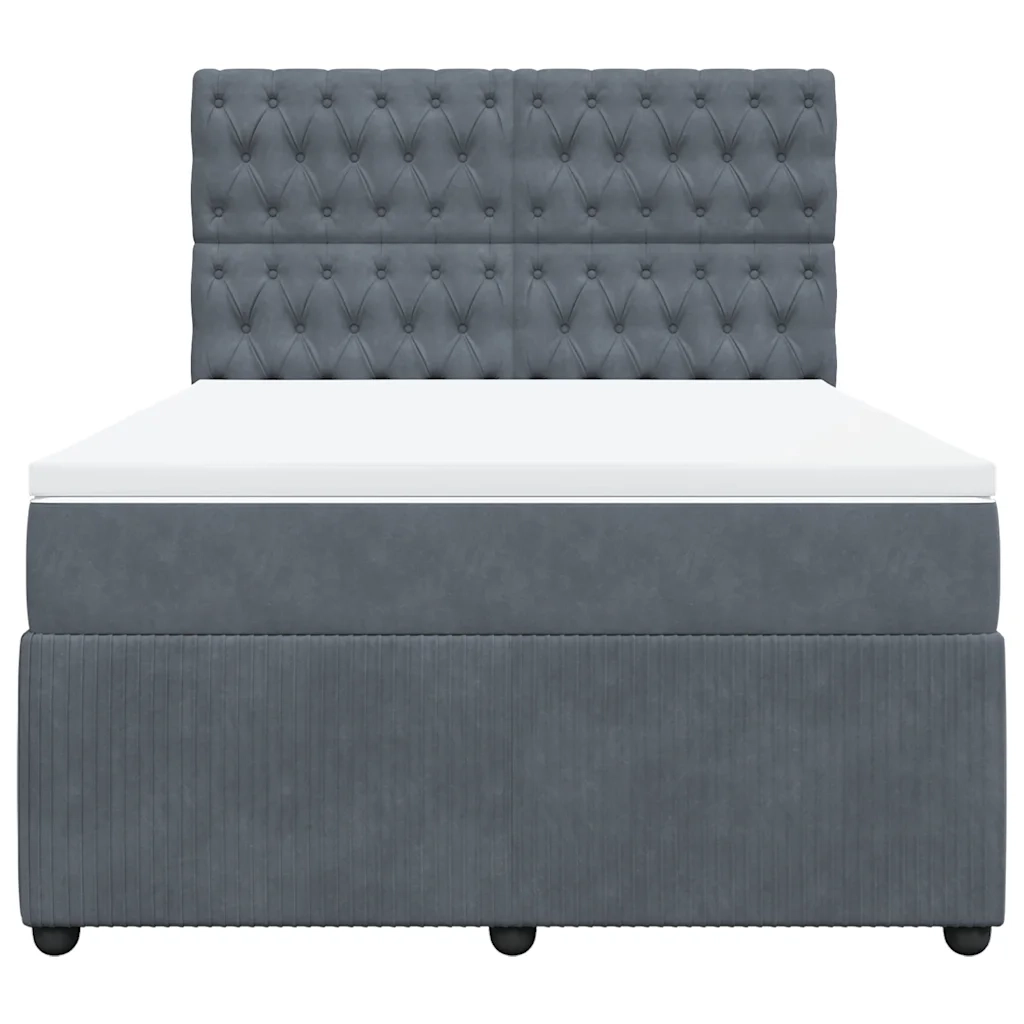 Giroletto a Molle con Materasso Grigio Scuro 140x190 cm Velluto 3292341
