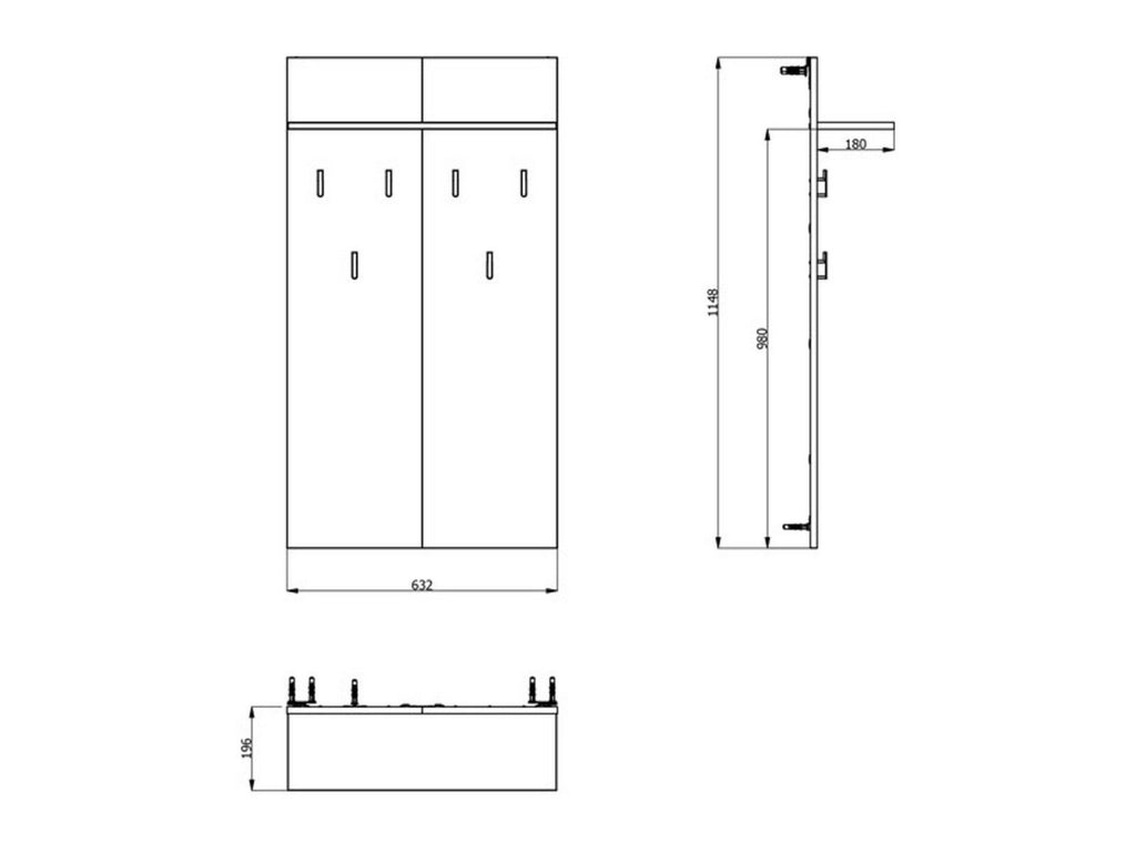 Gonars, Appendiabiti set Fissaggio a Muro Incluso, 115h cm Marrone Rovere Nodi