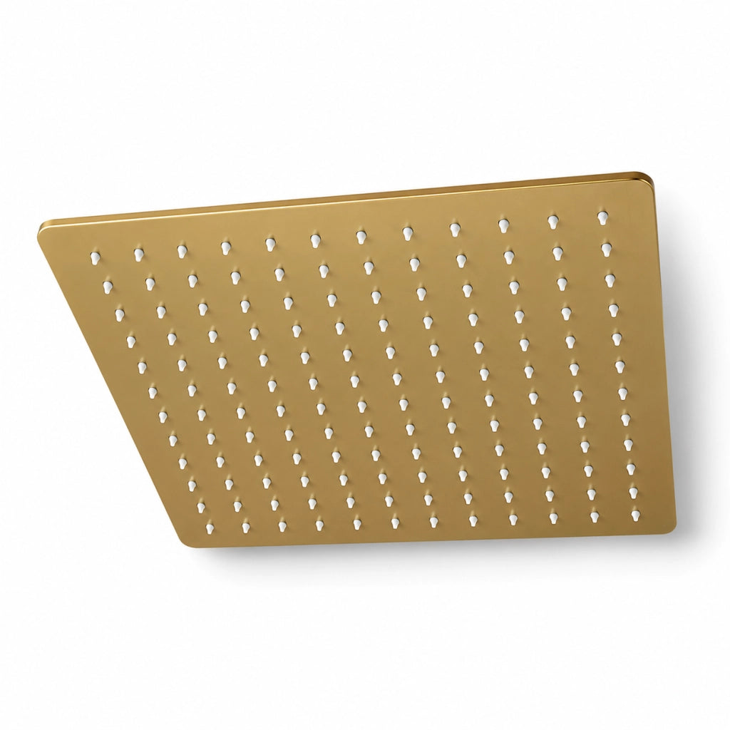 Soffione Doccia Per Bagno Ultra Slim Quadrato 25x25 cm Oro Satinato 1/2" 87882