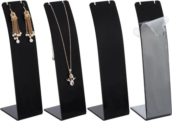 Display per Collana a forma di L in Acrilico 4 pezzi Altezza 20cm Catena Nera Supporto per Earring per Display di Vetrina Marketing per Organizzazione di Collane