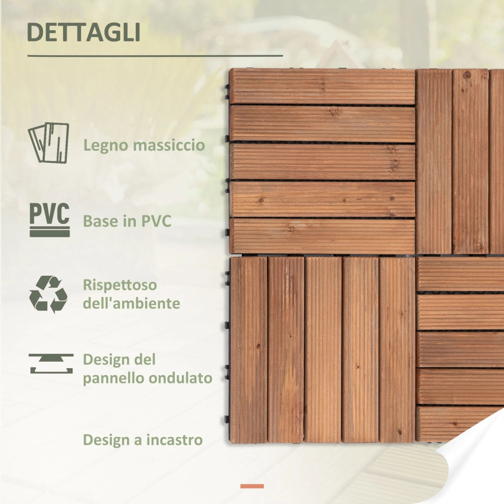 Pavimento Esterno in Legno ¨C zephmum ¨C Set 27 Pezzi 30x30x2.5cm