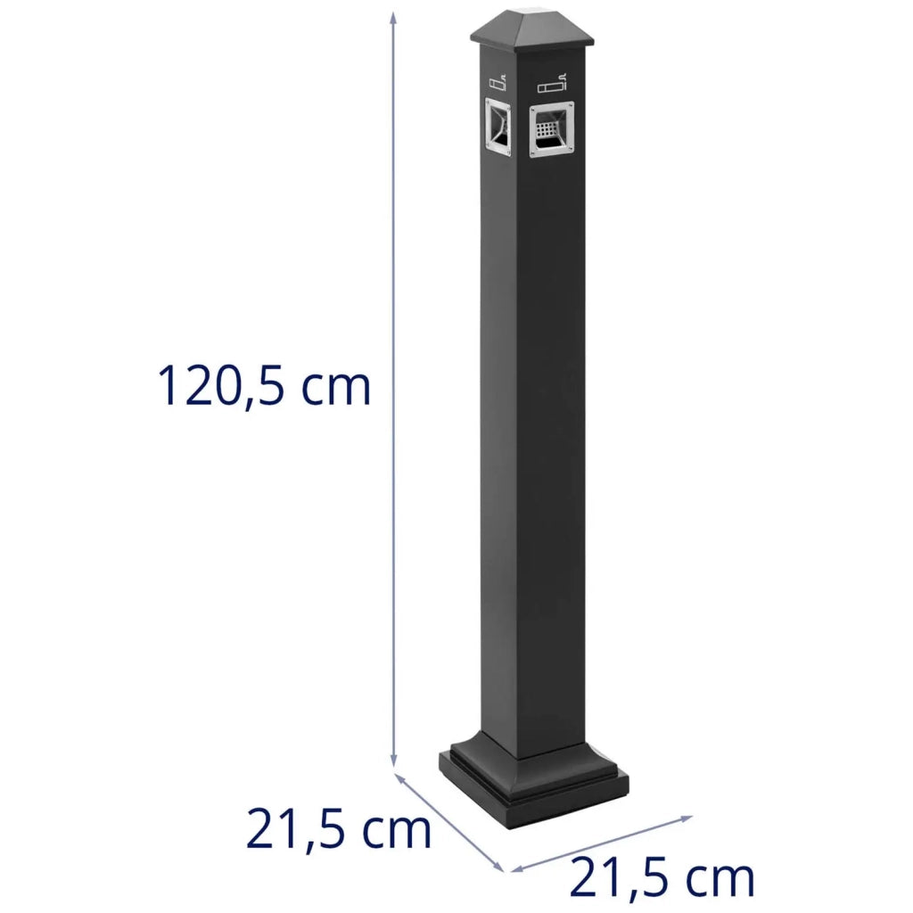 Posacenere da esterno indipendente per bar hotel e ristoranti con serratura 21,5 x 21,5 x 120,5 cm acciaio inox grigio scuro 14_0008559