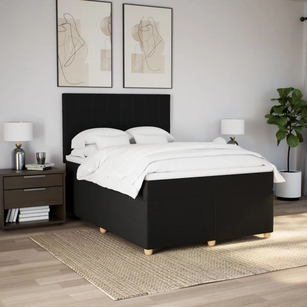 Giroletto a Molle con Materasso Nero 140x190 cm in Tessuto 3293577