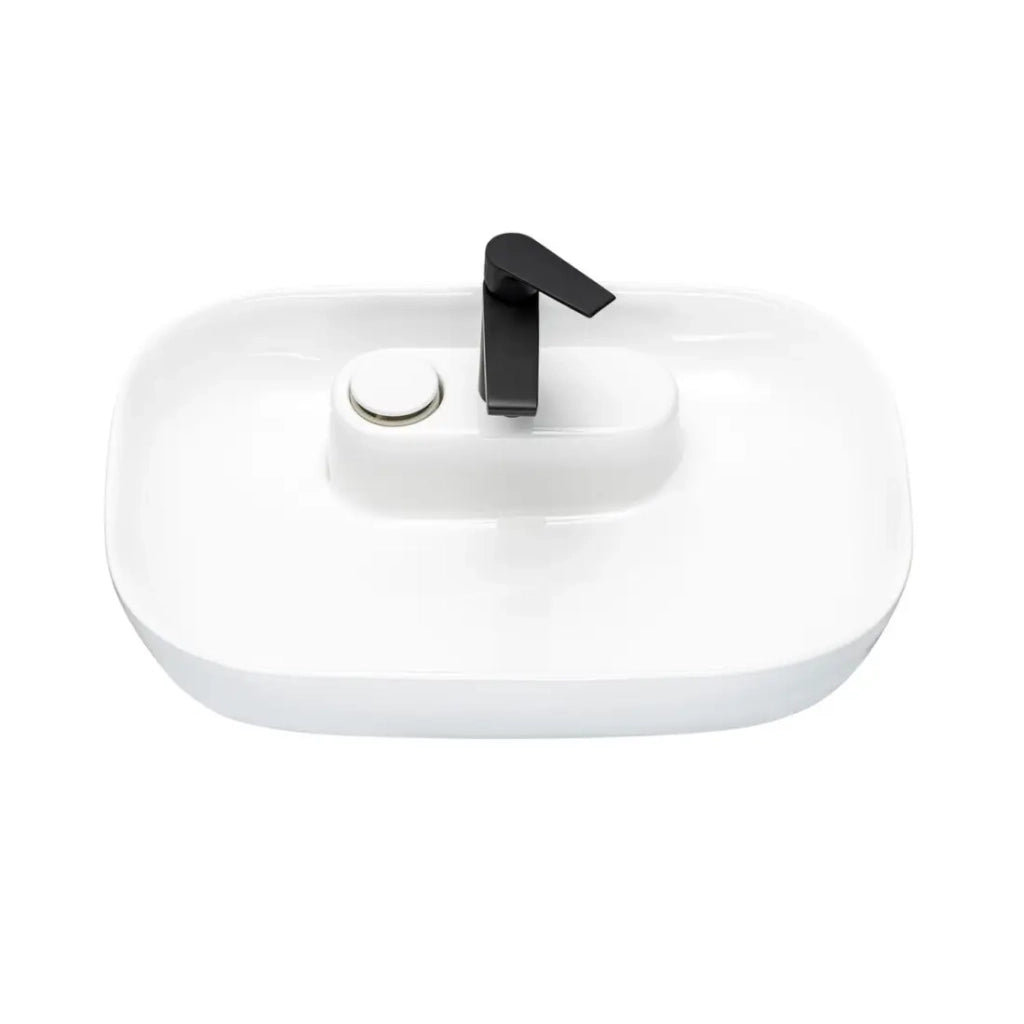Lavabo da appoggio ovale 60x41 cm in ceramica bianca lucida