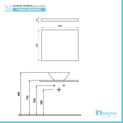 Mensolone bagno 60 cm grigio chiaro per lavabo da appoggio Master