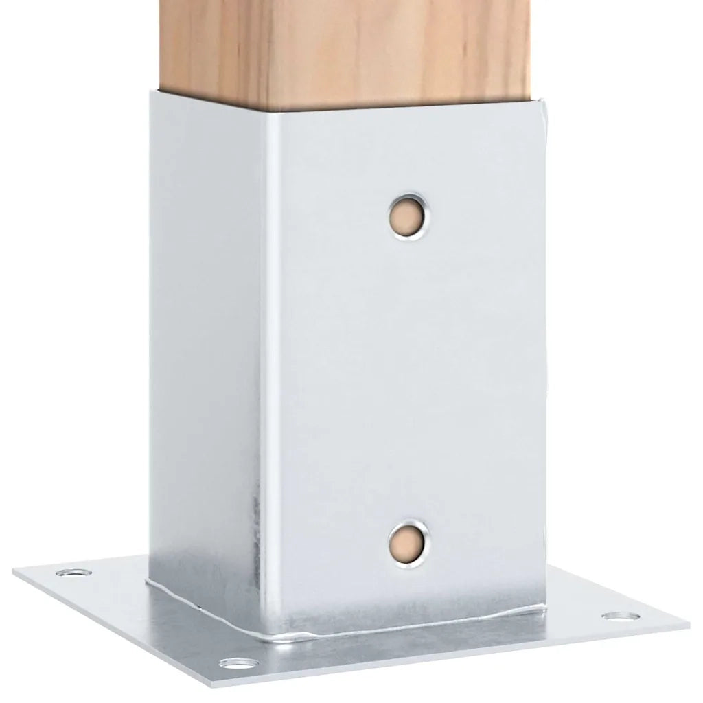 Basi per Pali Quadrate 12 pz Argento 81x81 mm Acciaio Zincato 42000009