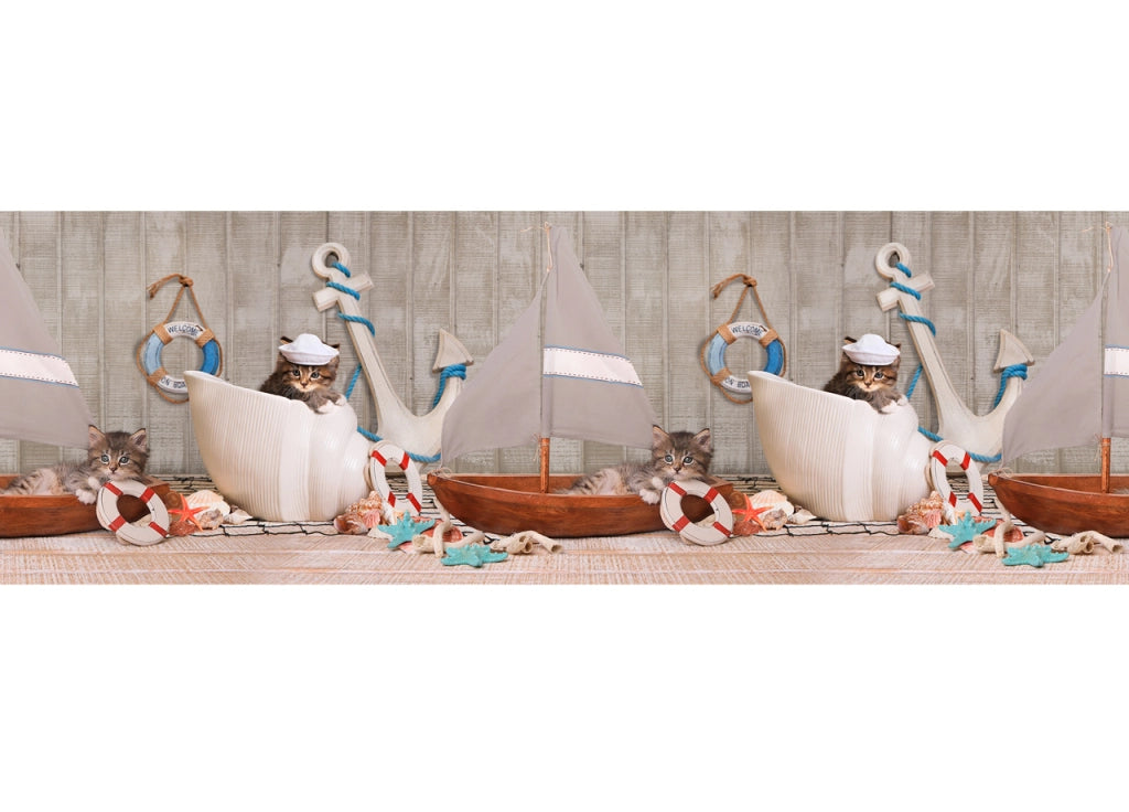 Tappeto Passatoia Cucina Antiscivolo Sottolavello Digitale Dis. Gatto Marinaro - 50x115 - Gatto Marinaro