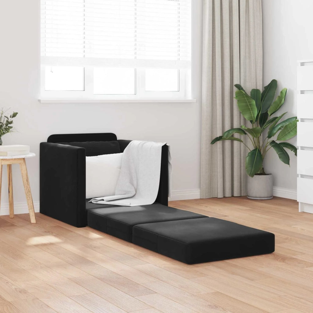 Divano letto | Sof¨¤ letto | Letto singolo Nero 74 x 77 x 81 cm Velluto