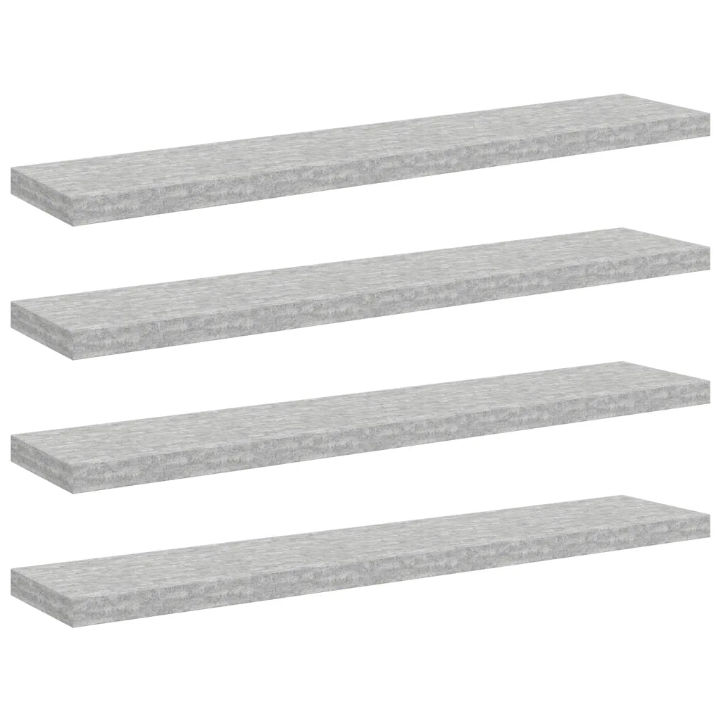 Scaffali a Parete 4 pz Grigio Cemento 120x23,5x3,8 cm in MDF 326608