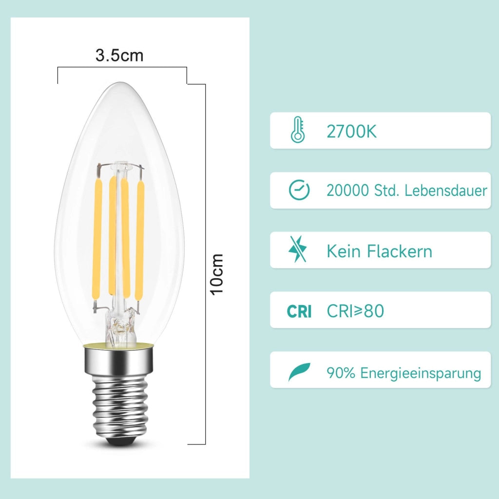 ZMH Lampadina LED E14 lampada a risparmio energetico 12 pezzi 4W 2700K lampadina bianca calda