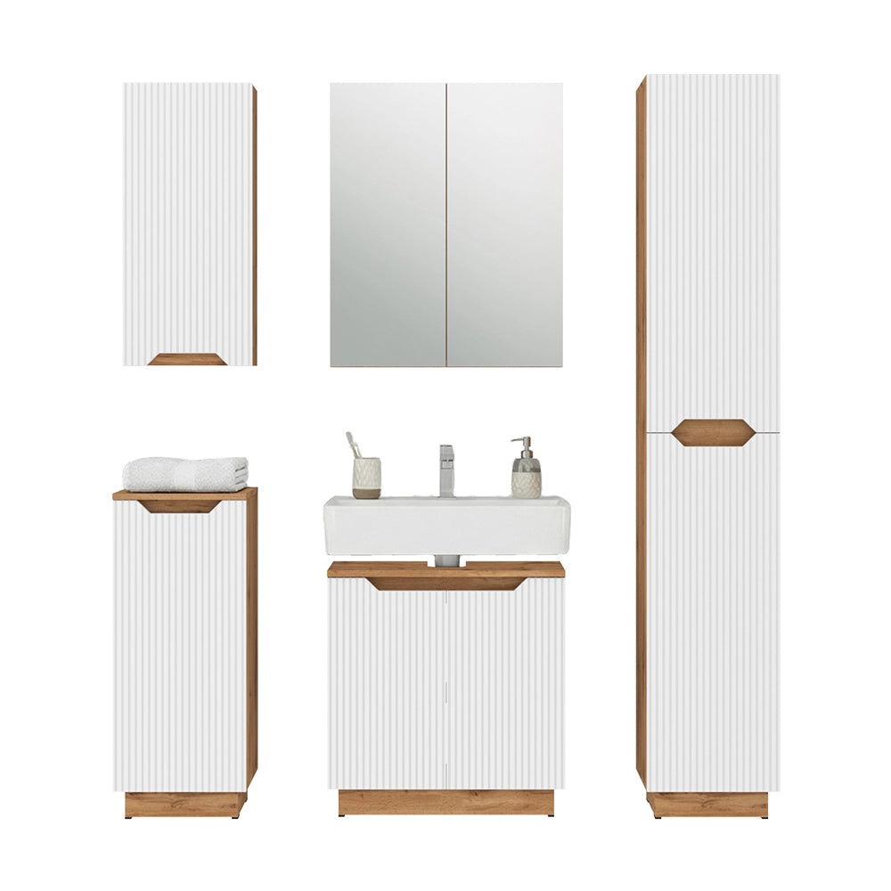 Vicco Set di mobili da bagno Rovere/bianco a strisce 5 parti
