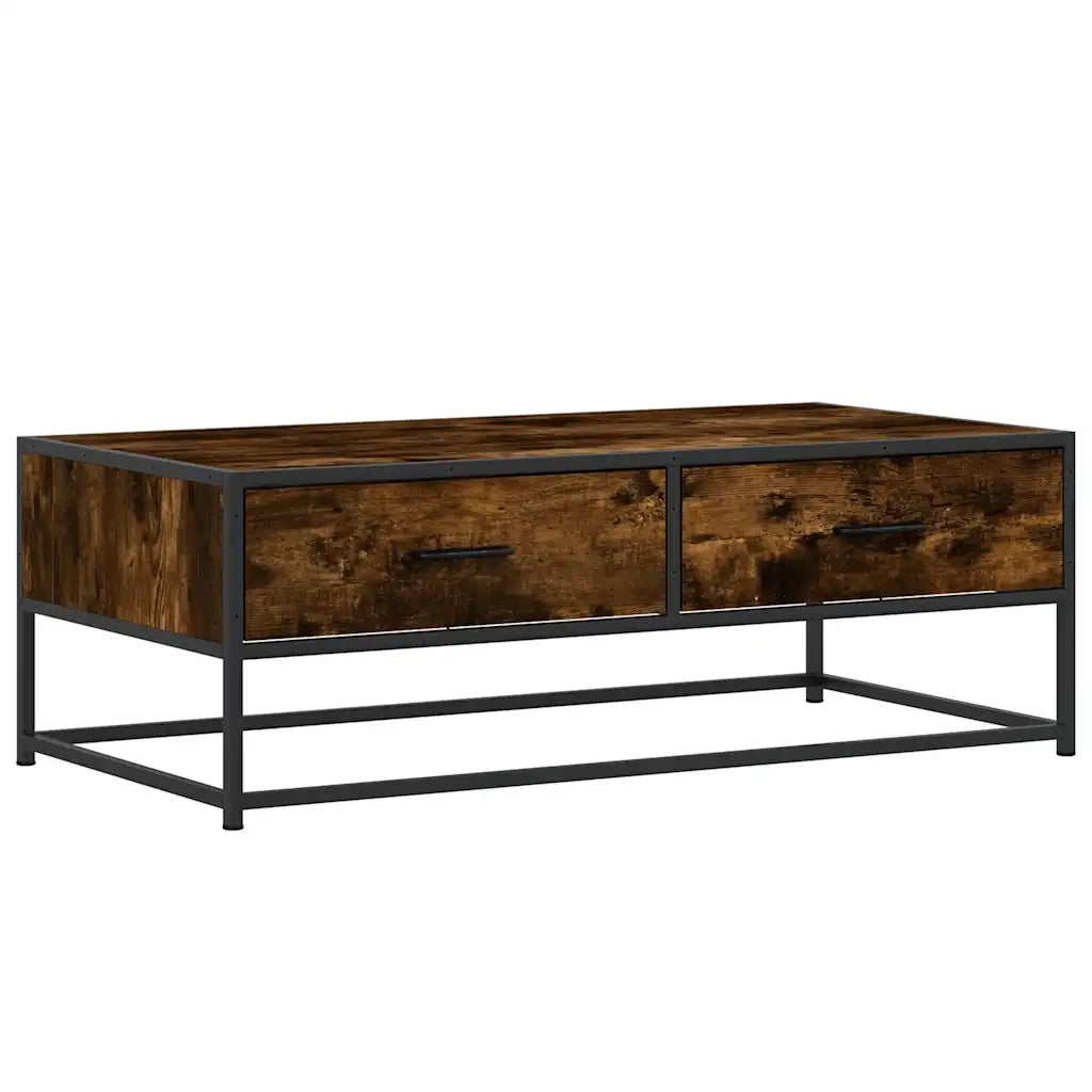 Tavolino Salotto-Tavolino da soggiorno-Tavolo Rovere Fumo 100x50x35 cm Multistrato e Metallo