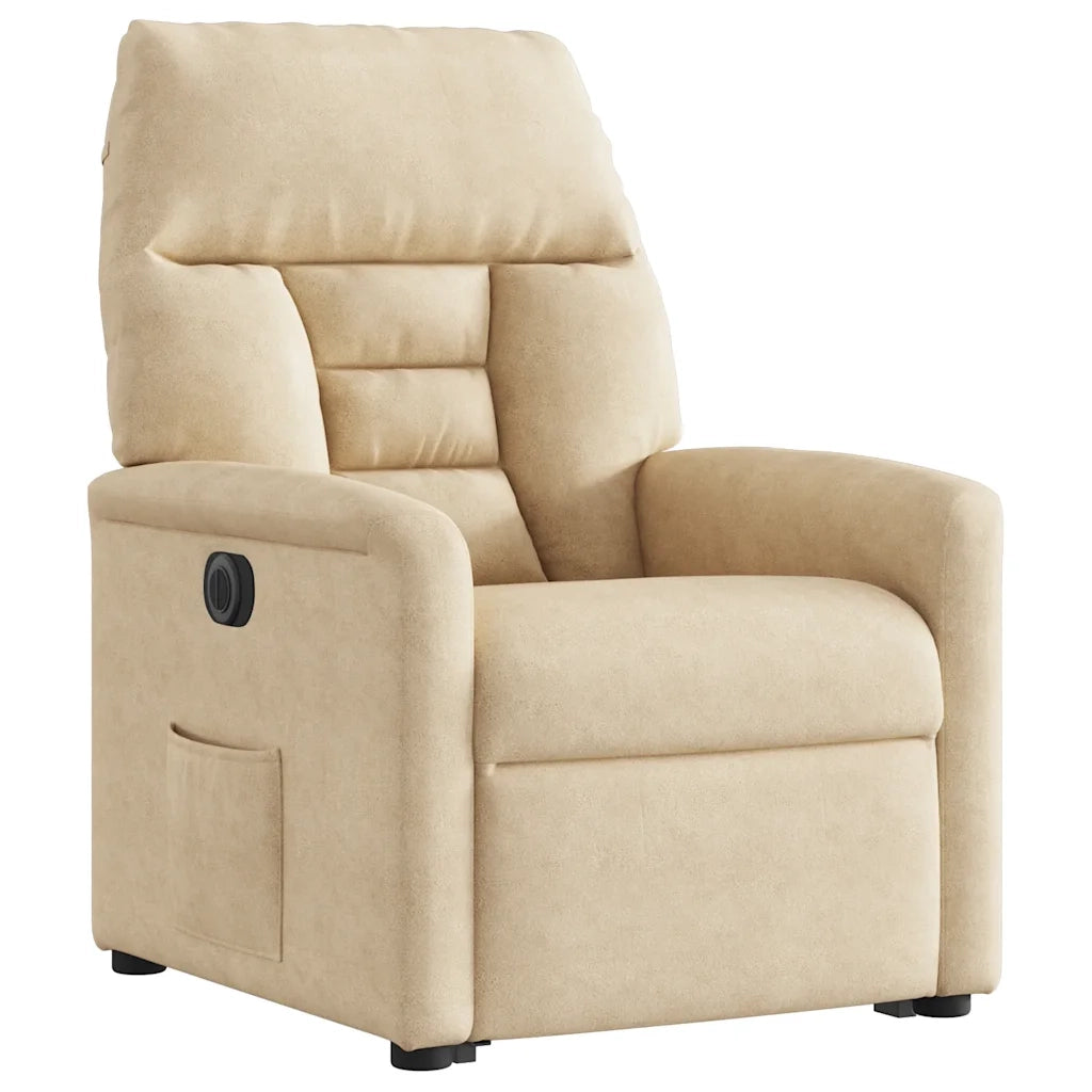 Poltrona Alzapersona Reclinabile Elettrica Crema in Microfibra 3303105