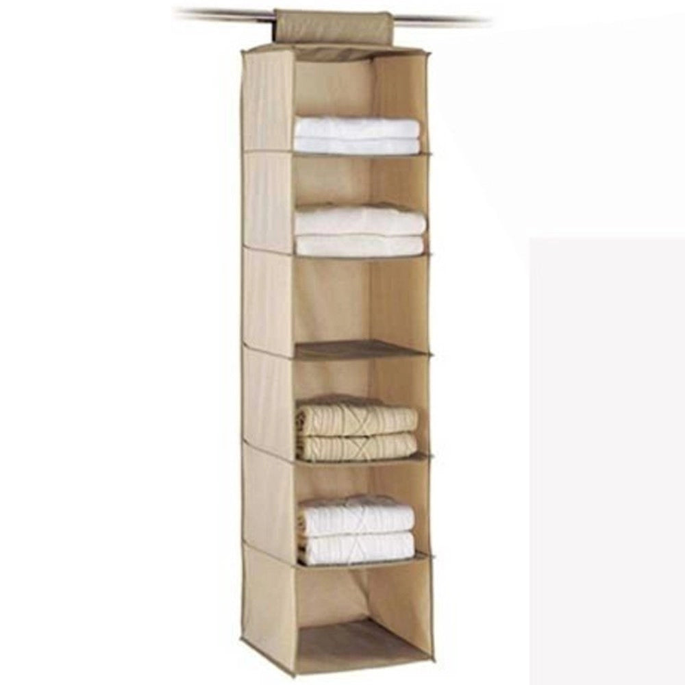 Trade Shop - Organizer Per Armadio Portatutto A 6 Ripiani Scomparti Salvaspazio Pieghevole -