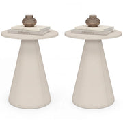 IDMarket - Set di 2 tavolini rotondi, tavolini da salotto, comodini ELEONORE da 40 cm in metallo beige