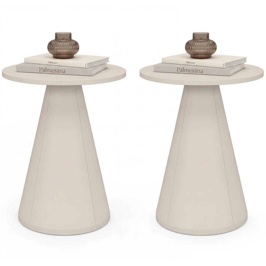 IDMarket - Set di 2 tavolini rotondi, tavolini da salotto, comodini ELEONORE da 40 cm in metallo beige