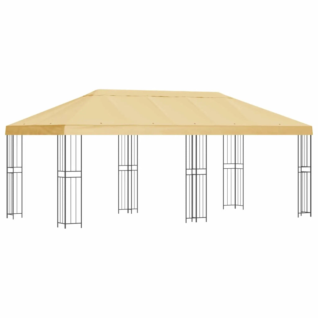 Gazebo con pareti laterali 6 x 3 m Crema Poliestere e Acciaio