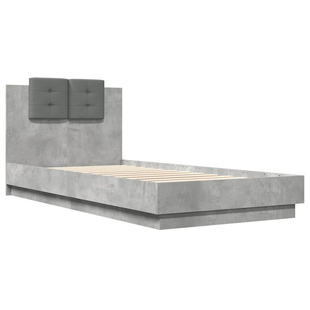 Giroletto con Testiera e LED-Struttura Letto con testiera Grigio Cemento 100x200 cm 306346