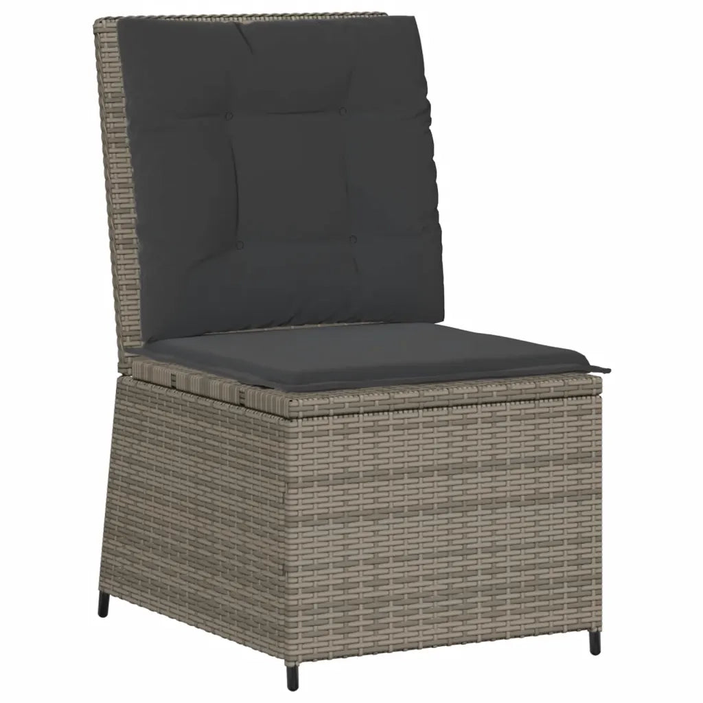 Set Divani da Giardino 7 pz con Cuscini in Polyrattan Grigio