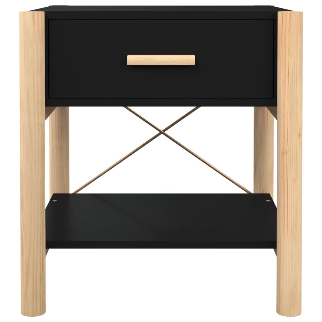 Tavolini da Letto 2pz Nero 42x38x45 cm in Legno Multistrato 345657