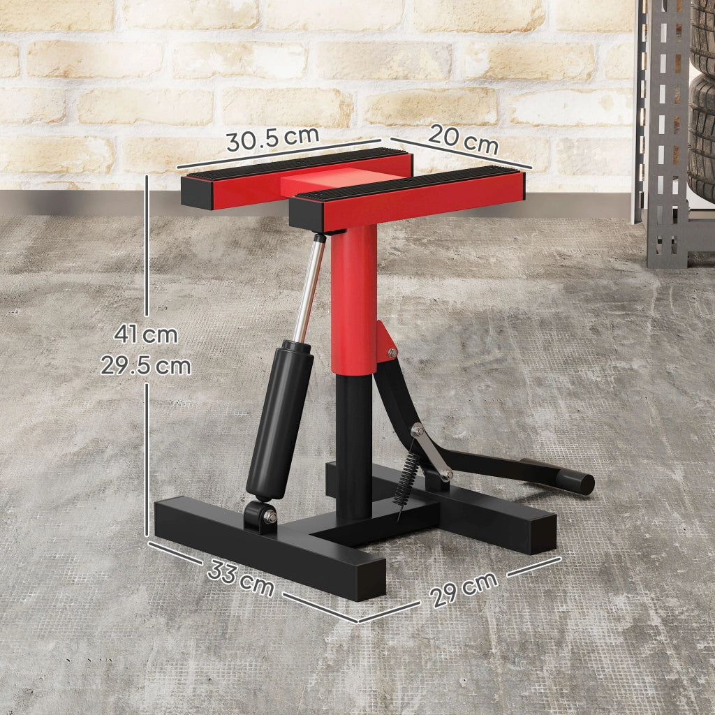 Cavalletto Alzamoto in Acciaio Capacit¨¤ 150kg, Altezza Regolabile e Piano Antiscivolo, Rosso