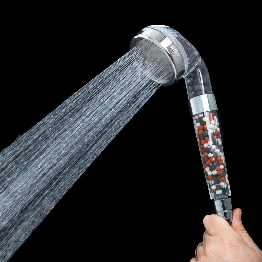 Trade Shop - Doccetta Soffione Doccia Bagno Con Filtro Sassi Purifica Acqua Trasparente 8x24cm 87540 -