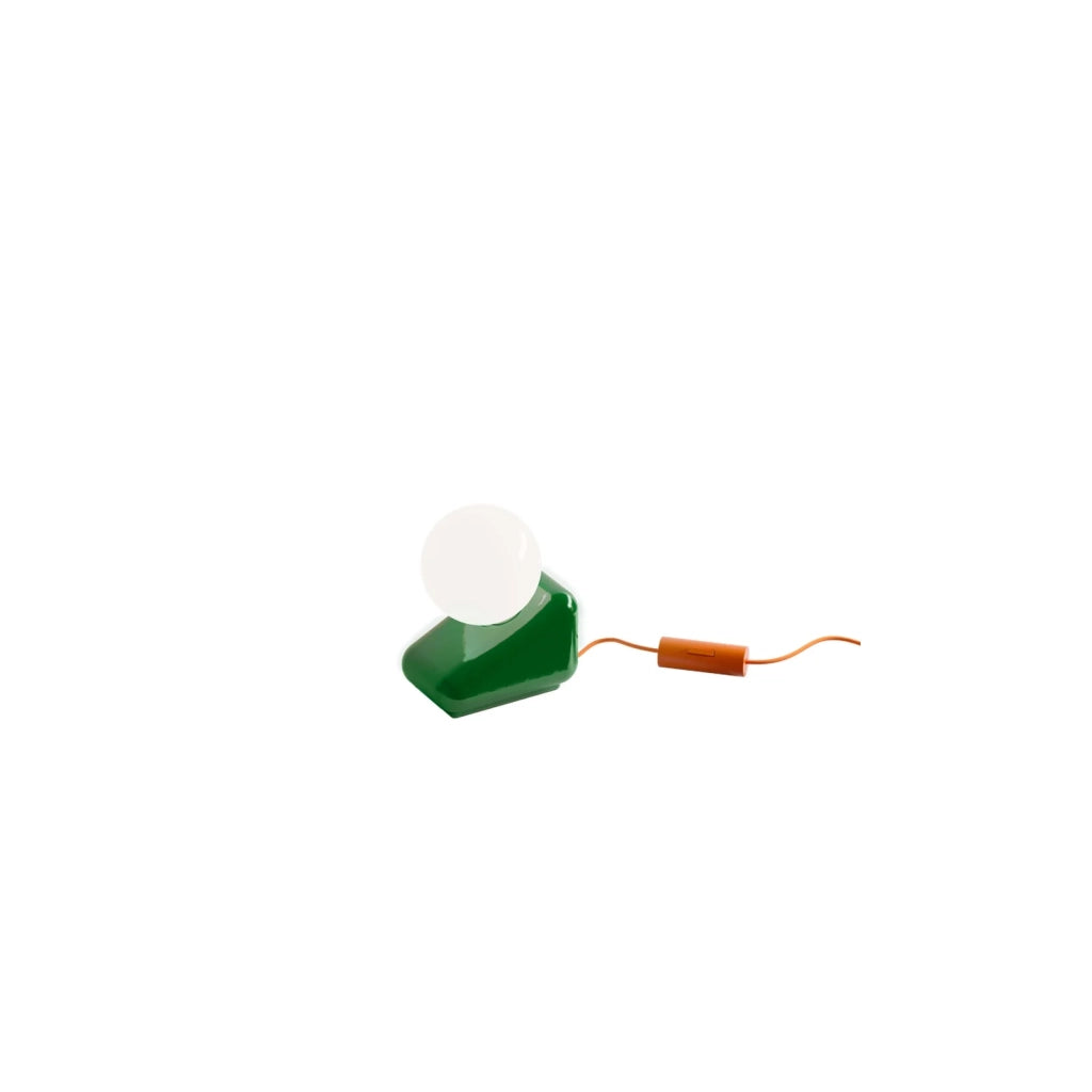 Lampada Da Tavolo Vintage Flip Ceramica Verde Bali Vetro Opalino 1 Luce G9