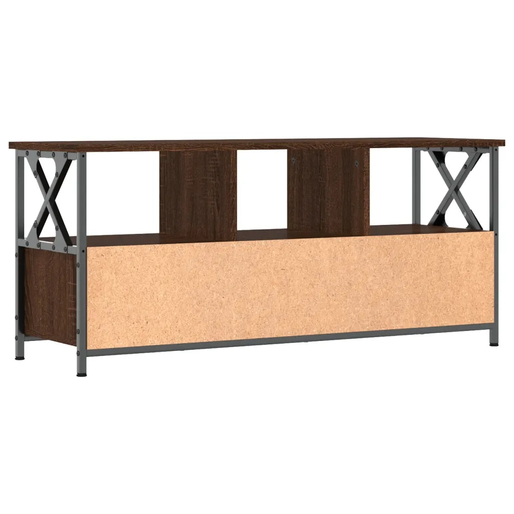 Mobile TV Rovere Marrone 102x33x45 cm Legno Multistrato e Ferro 831792