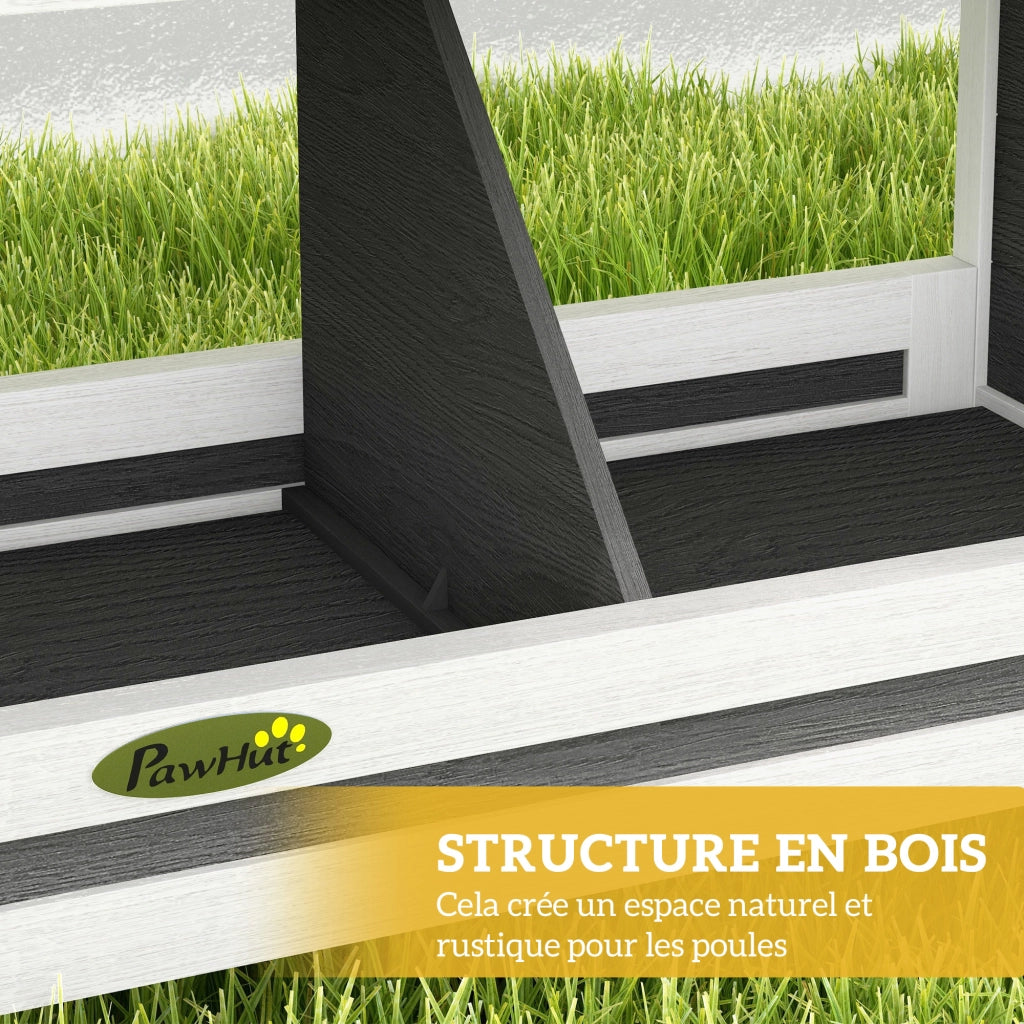 Pollaiolo 3 posti con tetto in legno ¨C zephmum ¨C 66x37x34 cm grigio nero