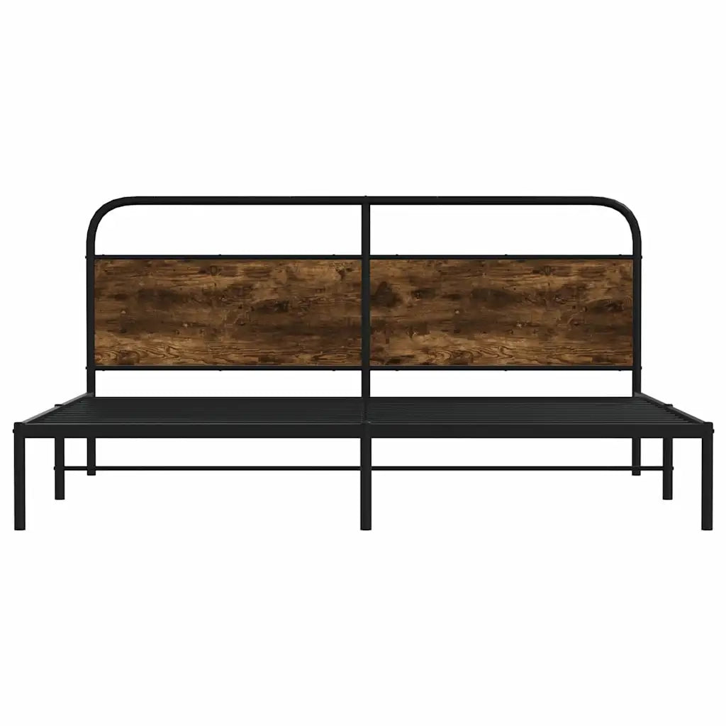 Letto matrimoniale | Letto per adulti | Giroletto senza Materaso in Metallo Rovere Fumo 183x213 cm