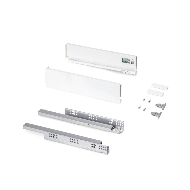 Cassetto esterno Protone 30kg, guide di estrazione totale con una chiusura soft, altezza 93mm, profondità 400mm, Acciaio