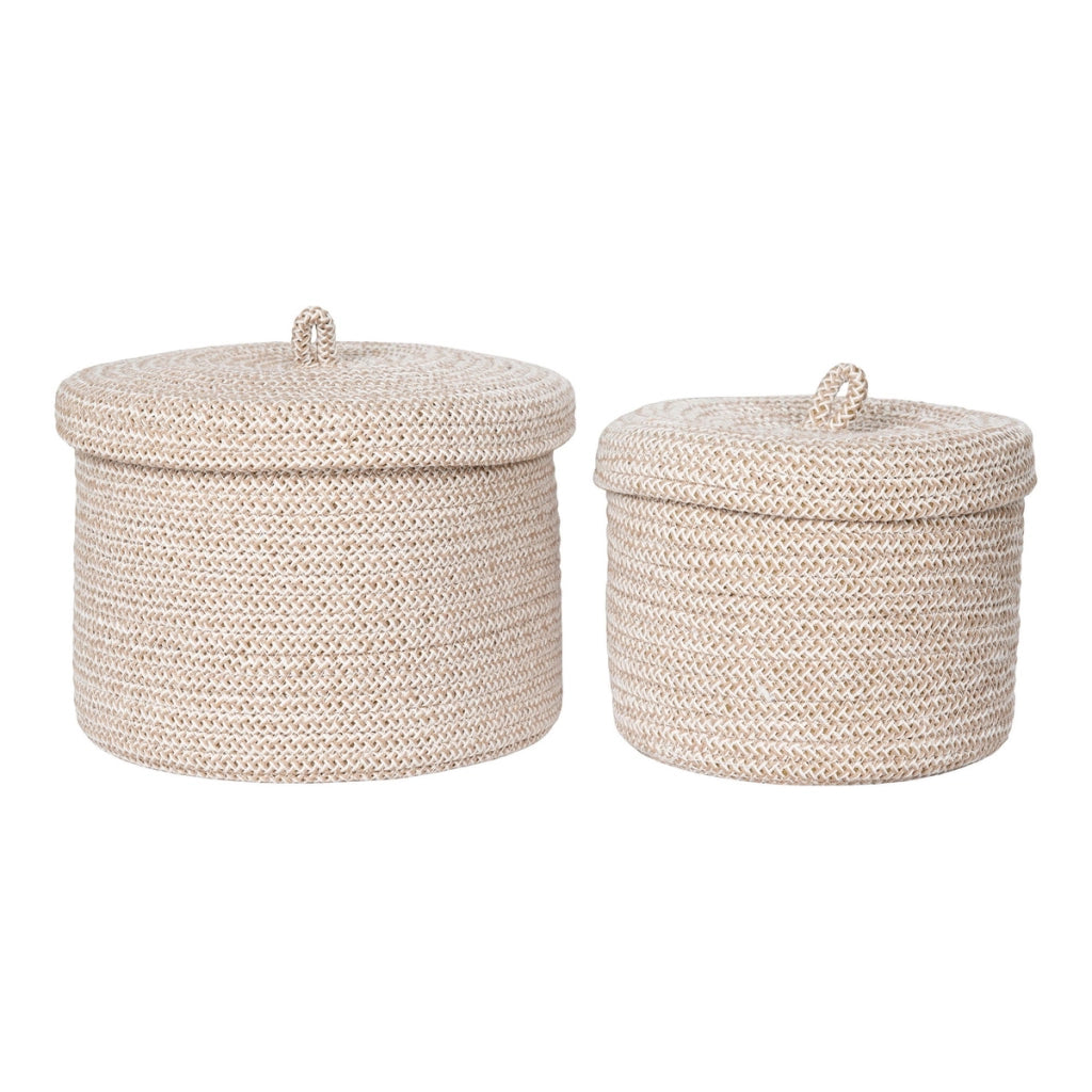 Set di 2 Cesti Portaoggetti Sebal, Beige, Cotone, 18x18x14 cm