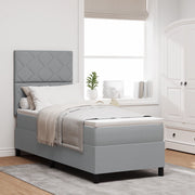 Letto con Box Spring e Materasso & Luce LED Grigio Chiaro 80x200 cm in Tessuto