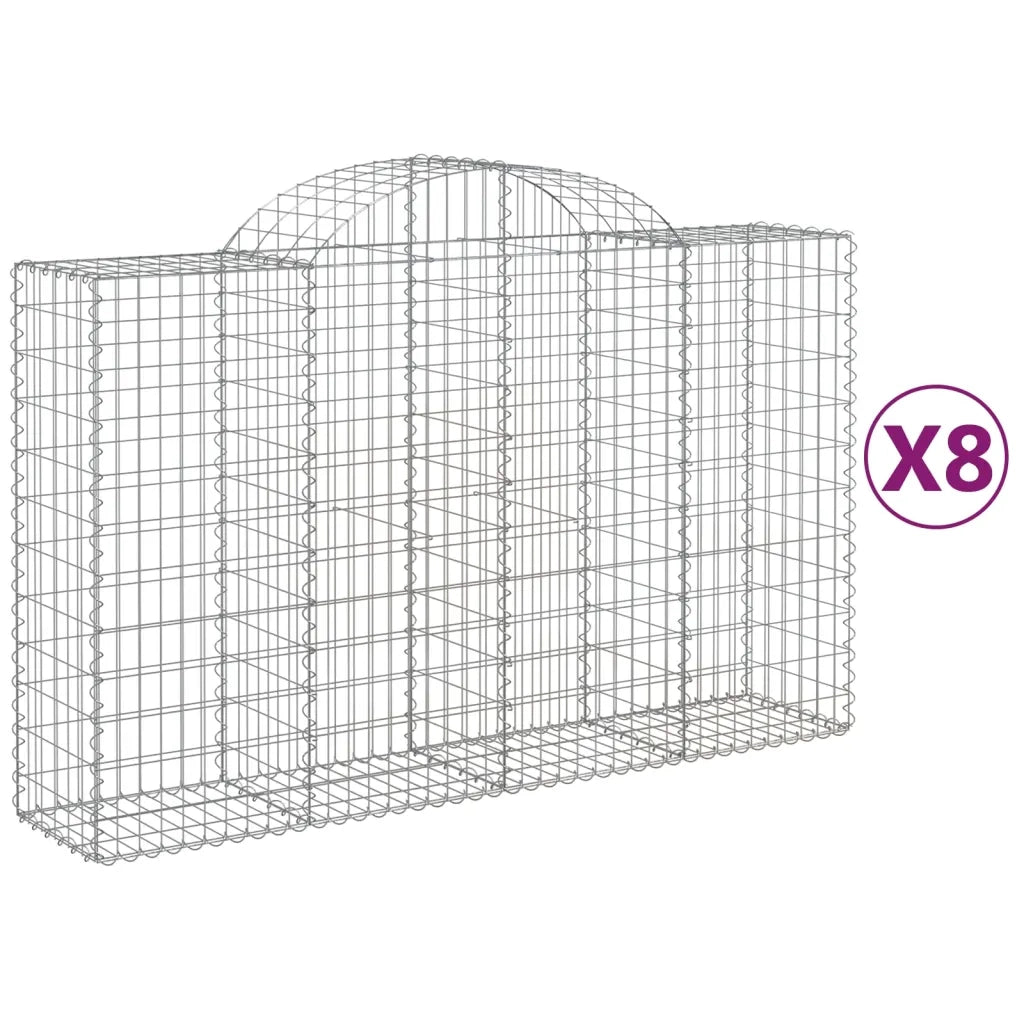 Cesti Gabbioni ad Arco 8 pz 200x50x120/140 cm Ferro Zincato 3146347